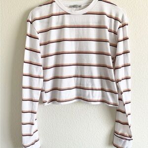 Charlotte Russe White Striped Long Sleeve Top size S
